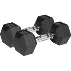 HEX 2x9kg gumijotas čuguna hanteles , ACTIVE