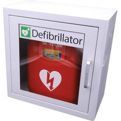 Saver One AED defibrilators A1 (SVO-B0847) (Pilnībā automātiska šoka atbrīvošana) ar metāla sienas kārbu un AED atrašanās vietas leņķi