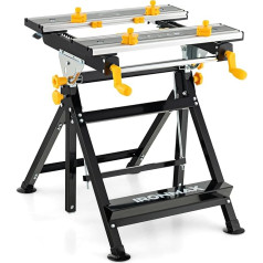 COSTWAY Folding Work Table, Height Adjustable & Tilt, Work Table with Large & Extendable Work Surface, Workbench, Tension Table for Workshop, Garage, Home and Craftsmen, Load Capacity 100 kg