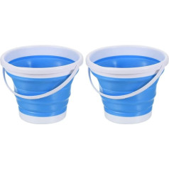 PATIKIL 10L saliekamais spainis 2 Pack Portable Folding Beach Bucket Plastmasas āra grozs kempingam Makšķerēšana Auto mazgāšanai Zils