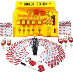 Fcuajdkq Lockout-Tagout-Station für Sichere Elektrische Aussperrungen, 2 Haspen, 25 -Tags, Lock-Out-Tagout-Kit-Platine, Lockout-Sicherheitsversorgung