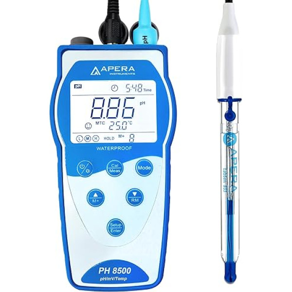 Apera Instruments PH8500-HF Pārnēsājamais pH mērītājs ļoti skābiem šķīdumiem un RF šķīdumiem (pH diapazons: no 0 līdz 14,00)