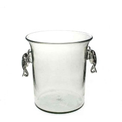 Hand Made Glass Ice Bucket with Pewter Elephant Handles IB 01