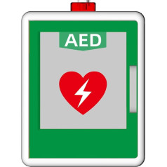 AED-defibriliatorius-Aufbewahrungsschrank, wandmontierte Defibrillationsalarmbox, Doppelschaltersteuerung, einstellbare Trennwandposition, Erste-Hilfe-Schrank, passend für die meisten AED-Modelle grün