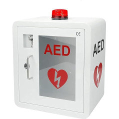 AED defibrilatora uzglabāšanas skapis Sienas pirmās palīdzības AED defibrilatora trauksmes kaste ar atslēgu un signalizāciju, noapaļots stūra dizains mājai, birojam, slimnīcai un atvērts