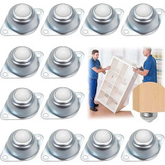 Mikqky Pack of 12 Ball Castors Nylon Roller Transfer, mēbeļu riteņi Mazie, gultņu mazie lodīšu riteņi Grozāmie riteņi mēbeļu bagāžai Bīdāmās kamanas Konveijera rullītis (16 mm)