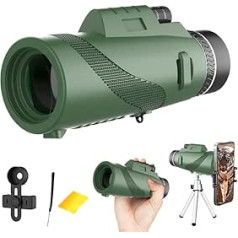 Monocular Telescope HD 80 x 100 HD Monocular Telescope Mobile Phone Binoculars Lens FMC BAK4 Waterproof with Holder & Tripod for Climbing Bird Watching Hunting Concert Football Game Travel