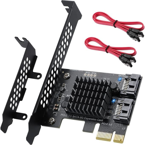 PCI-E uz SATA 3.0 kontrollera karte, 2 portu SATA III 6 Gb/s paplašināšanas karte, atbalsta PCI-Express (1X 4X 8X 16X) slots, atbalsta SSD un HDD, Windows10/7/8/XP/Vista/Linux operētājsistēmām