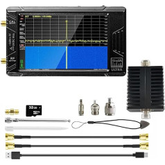 AURSINC 4'TinySA Ultra spektra analizators ar 25W atenuatoru 100kHz - 5.3GHz, V0.4.5.1 Pārnēsājams frekvenču analizators ar 32GB karti, 2-in-1 RF signālu ģenerators 100kHz līdz 800MHz MF/HF/VHF/UHF