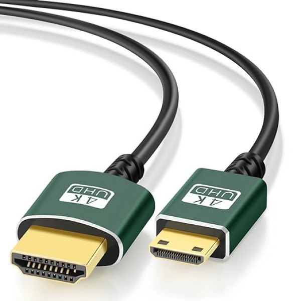 Thsucords Hyper Slim Mini HDMI uz HDMI kabelis 5 m, īpaši plāns un elastīgs HDMI mini kabelis Atbalsta 3D/4K @ 60Hz/18Gbps/1080P Saderīgs ar klēpjdatoru, televizoru, monitoru, projektoru