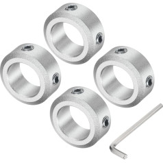 avota karte Schraubschaftmanschette für 15-mm-Schaft, 4 Klemmmanschetten 24 mm Außendurchmesser, 10 mm Dicke, Klemmkragen aus Aluminiumlegierung mit M5 Stellschrauben und einem Schraubenschlüssel