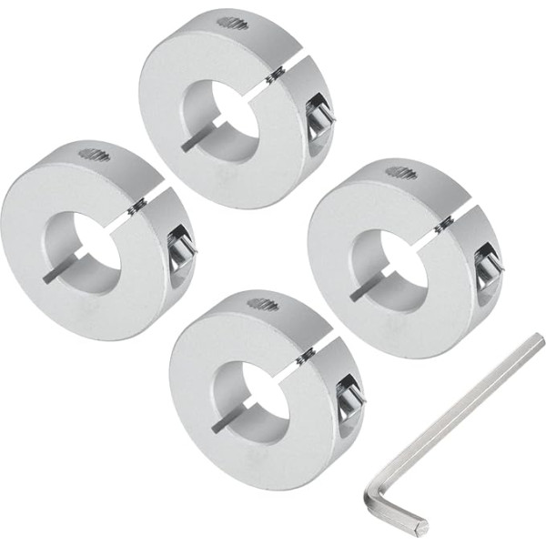 sourcing map Einzelteil-Wellenkragen-Set für 18-mm-Schaft, einteilig, 4 Klemmmanschetten 40 mm Außendurchmesser, 12 mm Dicke, Klemmkragen aus Aluminiumlegierung mit M5 Stellschrauben und einem