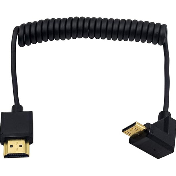 Duttek Mini HDMI standarta HDMI kabelis, Mini HDMI HDMI HDMI kabelis ar vijumu, īpaši plāns HDMI vīrišķais savienojums ar Mini HDMI vīrišķo savienojumu, atbalsta 4K Ultra HD, 1080p, 3D (HDMI 2.0) (1,2 m) (augšējais leņķis)