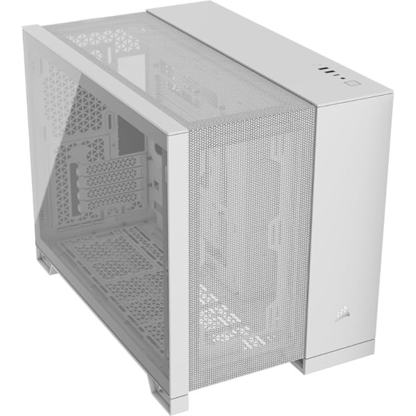 CORSAIR 2500D Airflow mATX PC korpuss - bez ventilatora - divu kameru dizains - liela dzesēšanas elastība - saderīgs ar reversā savienojuma pamatplatēm - balts