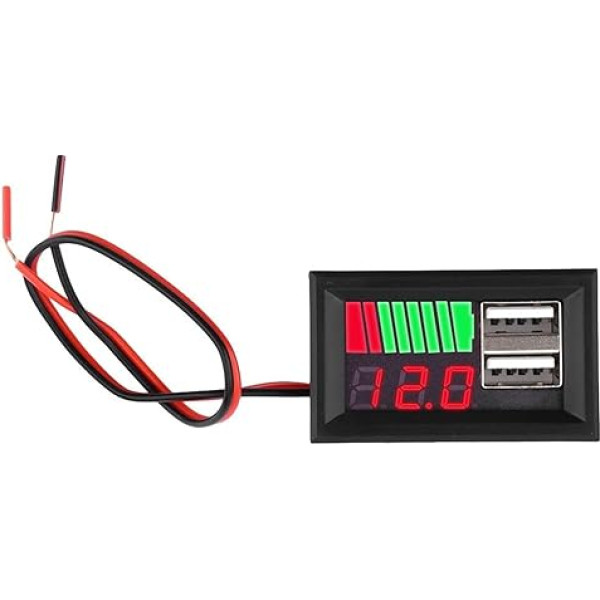 Dual USB 5V 2A Auto Voltmeter Spannung Meter Panel 11,1 V-12,6 V 3S Lithium Batterie / 12V Säure Batterie Kapazität Anzeige Power Tester (Red Lithium)