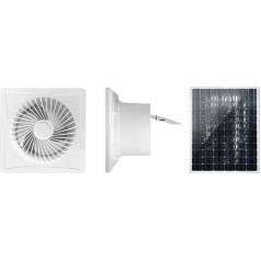 FUBESK 12 W Solarpanel-betriebener Ventilator, 12 V Abluftventilator, Hochgeschwindwindigkeits-Abluftventilator, Wandventilator, energiesparendes Abluftgebläse (20,3 cm - 12 W)