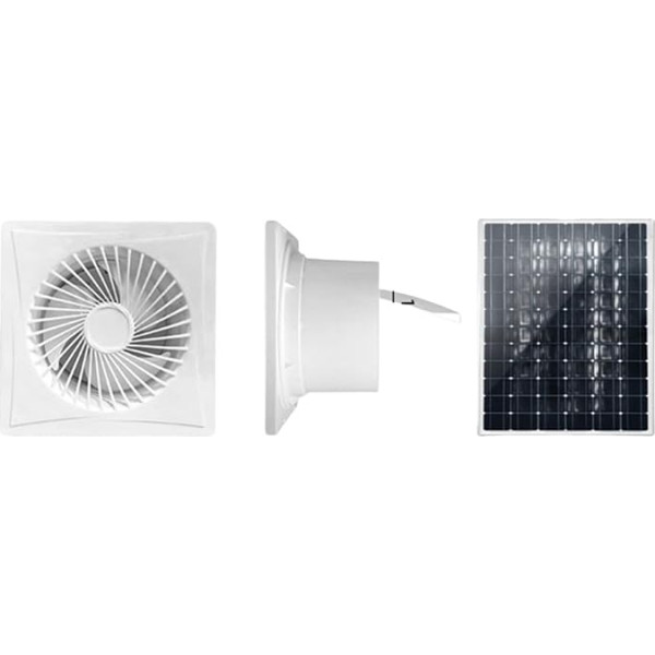 FUBESK 12 W Solarpanel-betriebener Ventilator, 12 V Abluftventilator, Hochgeschwindwindigkeits-Abluftventilator, Wandventilator, energiesparendes Abluftgebläse (20,3 cm - 12 W)