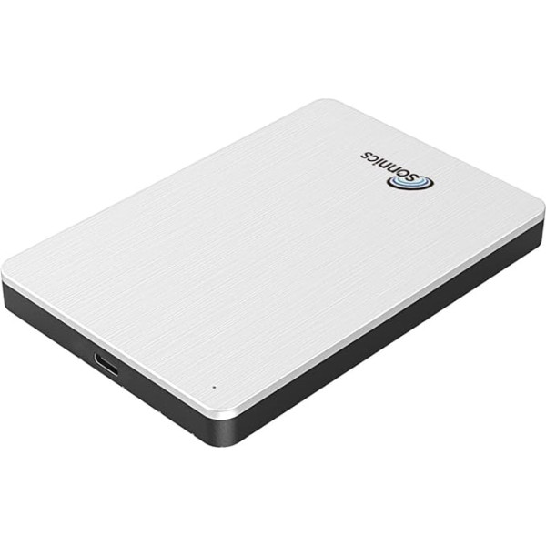 Sonnics 1TB sudraba krāsas ārējais pārnēsājamais C tipa USB 3.1 cietais disks, saderīgs ar Windows PC, Mac, Smart TV, Xbox One/Series X un PS4/PS5