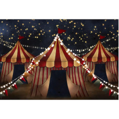 Renaiss 4.5 x 3 m Red White Circus Background Night Sky Carnival Circus Tent Photography Background Baby Shower Children's Birthday Party Decoration Accessories Vinyl Photo Studio Props