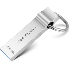 Ruoray USB Stick 256GB Водонепроницаемый флэш-накопитель USB Stick 256GB для хранения данных Металлический USB-накопитель с кольцом для ключей для компьюте