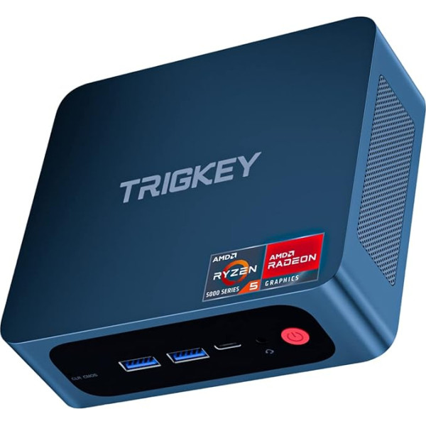 TRIGKEY Mini PC Ryzen 5 5560U Mini PC OS Pro 8G DDR4 500GB M.2 NVME PCIE SSD S5 PC Gaming Divas 4k HDMI izejas, USB-C, USB 3.2, piemērots spēlēm