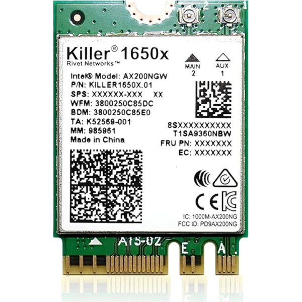 HighZer0 Electronics AX1650x Wi-Fi 6 Killer Series Upgrade | 2,4 Gbps | Bluetooth 5.2 atbalsts | M.2 PCIe | 802.11ax No vPro Performance & Gaming Model AX200.NGWG.NVXX