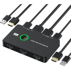 xiwai KVM slēdzis selektors USB 2.0 un HDMI 4K Dual PCs koplietošanas monitors HDTV USB ports Tastatūras pele Skeneris Skeneris Printeris