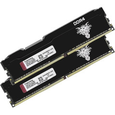 DDR4 2666MHz 16GB komplekts (8GBx2) DDR4 2666MHz 16GB (8GBx2) galda operatīvās atmiņas komplekts PC4-21300 UDIMM Non-ECC Unbuffered 1.2V 288-Pin CL19 datoru atmiņas moduļu komplekts (melns)