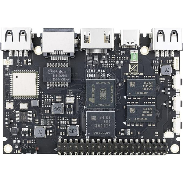 khadas VIM1 Basic AMLOGIC S905X vienplates dators, Mali-450 GPU, elastīga savienojamība (USB 2.0 OTG atbalsts, Multi-OS, iebūvēta krātuve/Wi-Fi, neliela izmēra (2+8GB)