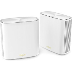 ASUS ZenWiFi XD6 AX5400 2 baltu kombinējamu maršrutētāju komplekts (AX5400 Visa mājas divjoslu Mesh WiFi 6 sistēma, pārklājums līdz 500 m²/4+ istabas, vienkārša iestatīšana, izmantojot lietotni, AiProtection Pro)