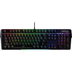 HyperX Alloy MKW100 mehāniskā spēļu tastatūra, dinamiskais RGB apgaismojums, iebūvēta atmiņa apgaismojuma profilu saglabāšanai, putekļu droši mehāniskie slēdži, matēta alumīnija rāmis