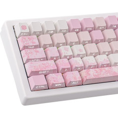 PBT Keycaps 131 taustiņš Custom Pink Cherry Blossom Keycaps Set Letter Side Engraved Transparent Keycap ISO/ANSI Layout for Cherry MX Switches Mechanical Keyboards