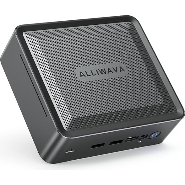 ALLIWAVA Mini dators AMD Ryzen 5 5600H 6 kodoli, 32GB DDR4, 1TB PCIe SSD, AMD Radeon Graphics 1800MHz, Dual HDMI un USB-C 4K izeja, WiFi6E/BT5.2