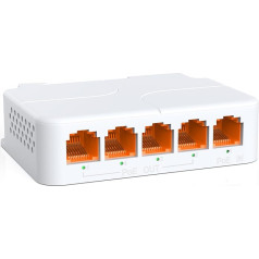 YuanLey 5 portu PoE Extender Gigabit ar 4 PoE izejām, IEEE 802.3af/at Mini 5 kanālu PoE retranslators 1000Mbps, montējams uz sienas un DIN sliedes, caurlaides POE pastiprinātājs/pastiprinātājs, Plug and Play