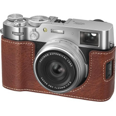 VOVMOEYA X100VI Half Camera Case for Fujifilm X100VI, Ādas futrālis saderīgs ar Fujifilm X-100VI digitālo kameru, brūns, Kameras futrālis