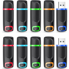 10 USB atmiņas kartes 64 GB, Vansuny USB atmiņas kartes 64 GB, 10 USB 2.0 64 GB datu glabāšanas dublējums datoram/darbvirsistabai/darbvirsdatoram/automobilim/audio/ spēļu konsolēm (Krāsas)