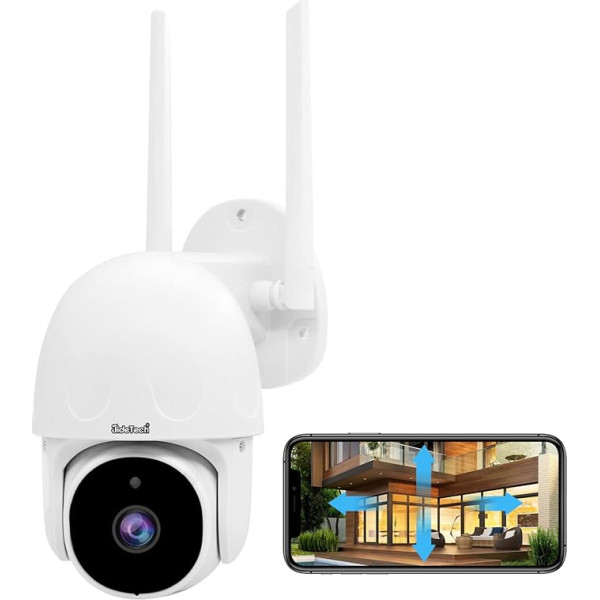 JideTech 1080P Tuya IP PTZ WiFi kamera Viedā kamera Āra 2,4GHz WiFi novērošanas kamera 355°/90° pagrieziena leņķī Automašīnas izsekošana Divvirzienu audio 30 m nakts redzamība IP66