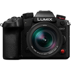 Panasonic Lumix DC-GH7LE 25,2 MP Open Gate, C4K/4K 4:2:2 60/50p video, fāzes hibrīda AF, aktīvais IS, LUT, 32 bitu peldošais audio, OLED skatu meklētājs, rotējošs monitors, ar Leica DG H-ES12060 objektīvu