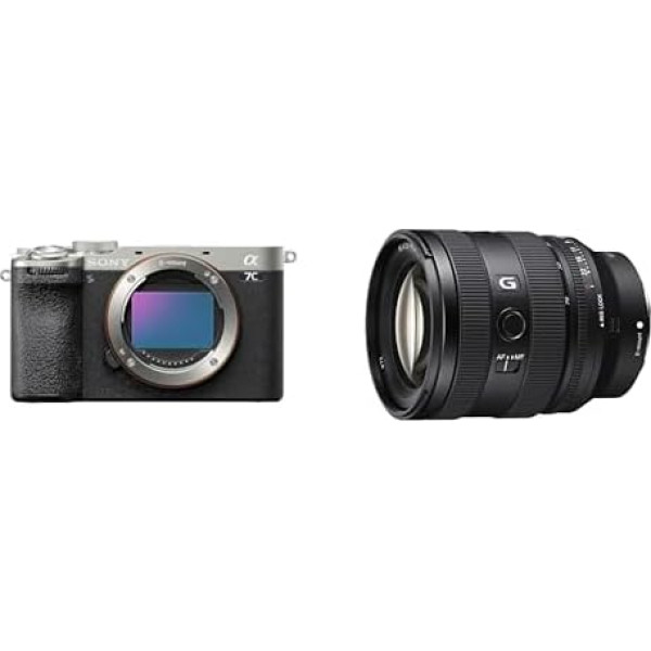 Sony Alpha 7C II bezspoguļa pilna kadra kamera (kompakta, 33 MP, reāllaika autofokuss, 10 BPS, 4K video, noliektais LCD skārienjūtīgais ekrāns), sudraba + SEL2070G