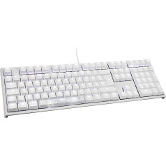 Ducky ONE 2 White Edition PBT Weiße Gaming Tastatur mit LED, Cherry MX Brown Switches, Mechanische Tastatur Deutsches Layout mit USB C Stecker, Full Size Tastatur QWERTZ, Tastatur Kabelgebunden Weiß