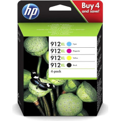 HP 912XL 3YP34AE 4 oriģinālo kasetņu komplekts ar XL uzpildi HP Officejet Pro 8010, 8012, 8014, 8015, 8020, 8022, 8023, 8024, 8025