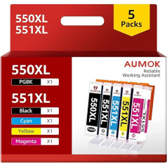 PGI-550 XL CLI-551 XL daudzpaku kasetnes saderīgas ar Canon 550 XL 551 XL priekš Canon PIXMA MX925 IP7250 MX920 MX725 MG5650 MG5550 MG6450 MG7550 MG6650 MG5400 MG54500 IP7200 IX6850 (5 iepakojumi)