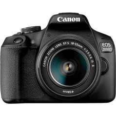 Canon EOS 2000D APS-C digitālā spoguļkamera ar EF-S 18-55 mm objektīvu | 24,1 megapikseļi, fiksēts integrēts 3 collu LCD monitors, nepārtraukta uzņemšana ar 3 FPS/s, Full HD video, Dual Pixel CMOS AF, Bluetooth