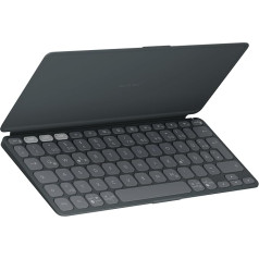 Logitech Keys-To-Go 2 mobilā Bluetooth tastatūra planšetdatoriem ar iebūvētu aizsargvāciņu, plāna bezvadu tastatūra Windows, Android, Linux, iPad, iPhone, Mac, Apple TV, DEU QWERTZ - pelēka