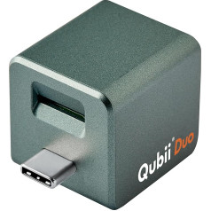 MAKTAR Qubii Duo USB-C Flash Drive, Automatic Backup While Charging, MFi Certified Photo Stick, Compatible with iPhone/iPad/Android (without MicroSD Card, Alpine Green)