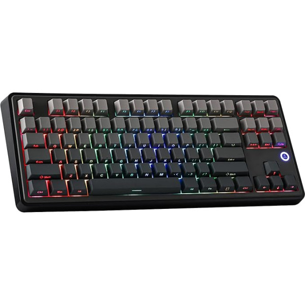 MechLands Ajazz AK870 bezvadu spēļu tastatūra ar blīvi montējamu blīvi, 87 taustiņi, TKL BT5.0/2.4GHz/USB-C mehāniskā tastatūra, ar 5 slāņu polsterējumu, Flex-Cut PCB, Win/Mac (pelēka, Flying Fish Switch)