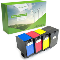 Green2Print Toner Set of 4 Cartridges 4 x 3000 Pages Suitable for Lexmark CX725DE, CX725DHE, CX725DTHE, CX725, CS720DE, CS720DTE, CS720, CS725DE, CS725DTE, CS725