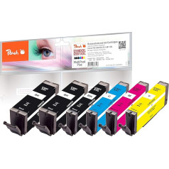 Peach C580/581 Value Pack Plus Printer Cartridges XXL (2x Black, PBK, C, M, Y) Aizstāj Canon PGI-580XXL, CLI-581XXL priekš Canon Pixma TR 8550, Canon Pixma TS 6350, Canon Pixma TS 8350