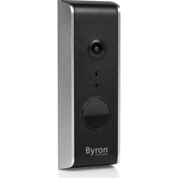 Byron DIC-23112 Smart WiFi Türklingel, 1080p Full HD Video, Zwei-Wege-Kommunikation, Bewegungserkennung, Kostenlose App, Schwarz, 2,4 cm plats, 5 cm dziļš, 13,3 cm augsts