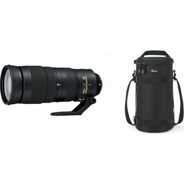 Nikon AF-S Nikkor ED VR 200-500 mm 1:5 6E (95 mm filtra vītne) melns un Lowepro LP36307 futrālis objektīvam (13 x 32 cm)